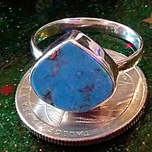 NWT-STERLING MATRIX/SOUTH HILLS TURQUOISE RING. SZ.9/(R-045017)